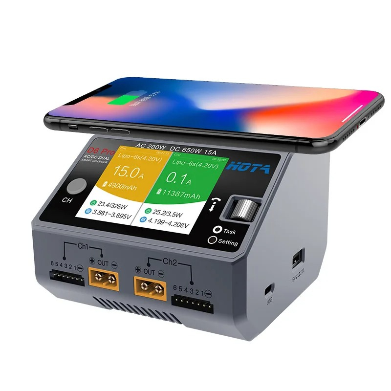 D6 Pro ブラック AC 200W DC 2x325W  - Hota D6 Pro Dual Lipo Charger のレビューと価格