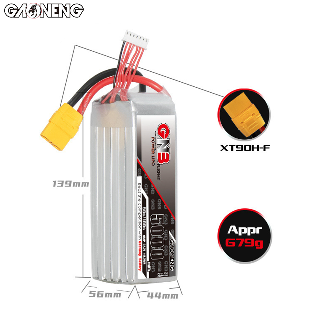 オリジナル GNB 5000mAh 6S 22.2V 50C - 6S Lipo Battery 22.2V 5000Mah のレビューと価格